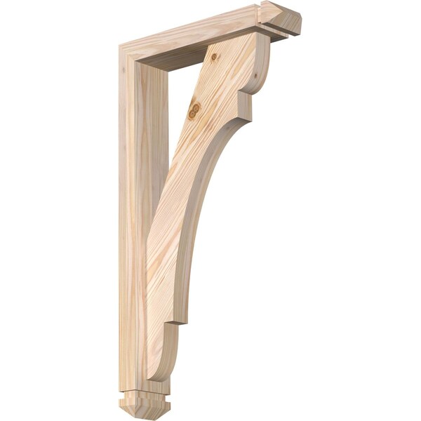Ekena Millwork Olympic Arts and Crafts Smooth Bracket w/ Offset Brace, Douglas Fir, 3 1/2"W x 14"D x 26"H BKT0402X14X26OLY03SDF - main